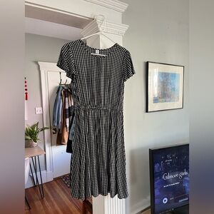 Old Navy Black and White Plaid Midi Dress